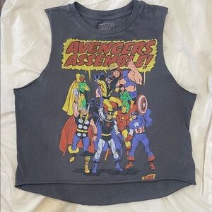 Marvel Avengers Assemble Charcoal Gray Tank Top Size Small